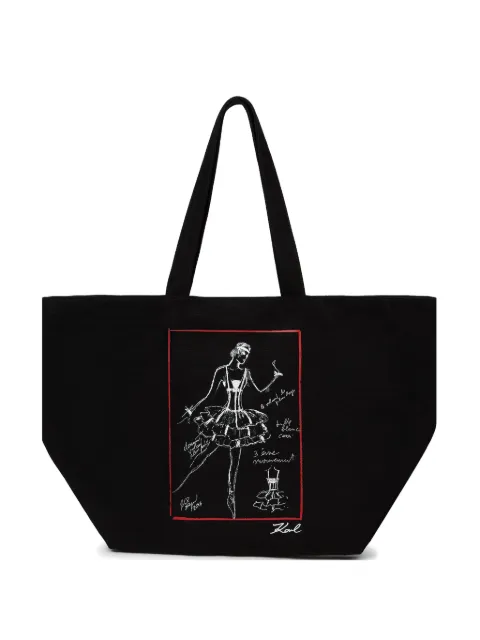 Karl Lagerfeld K/Ballet sketch-print tote bag Black B3W50060999