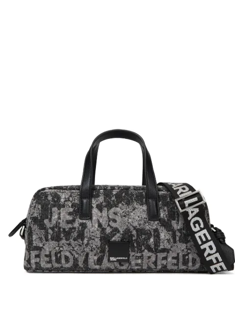 Karl Lagerfeld Jeans logo-print denim bowling bag Grey B3W30175A69