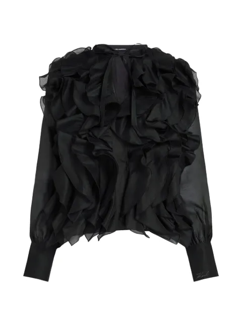 Karl Lagerfeld ruffled semi-sheer blouse Black B3W11018999
