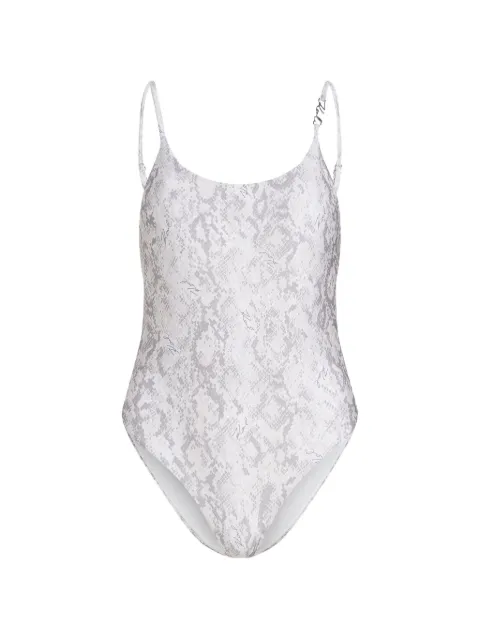 Karl Lagerfeld snake-print scoop-neck swimsuit White A3W46011A92