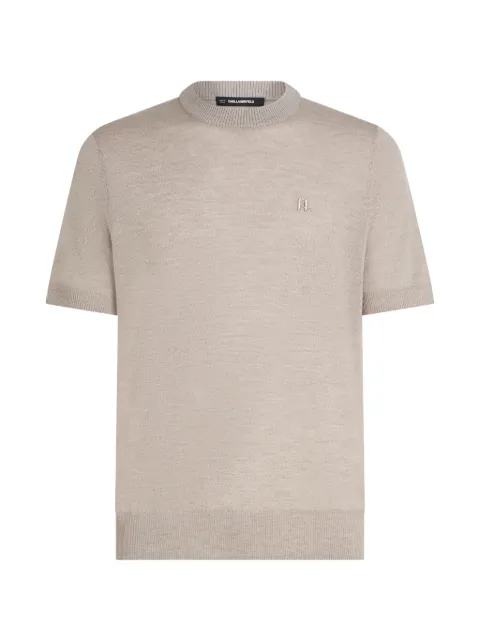 Karl Lagerfeld logo-embroidered merino T-shirt Neutrals B3M18040B76