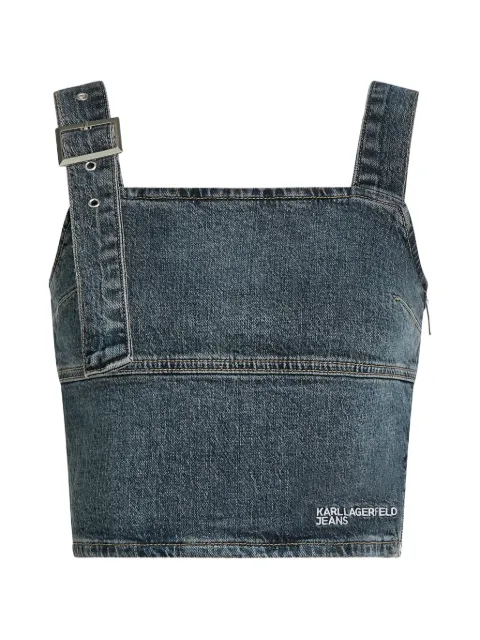 Karl Lagerfeld Jeans buckle-detail denim crop top Blue B3W110061YK