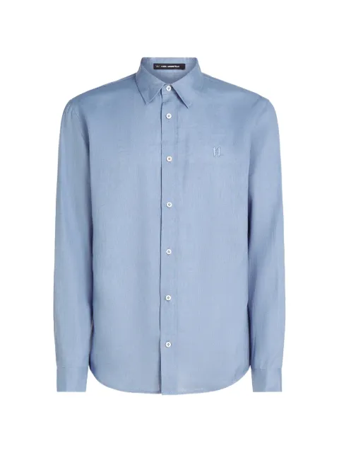 Karl Lagerfeld logo-embroidered linen shirt Blue A2M160032RJ