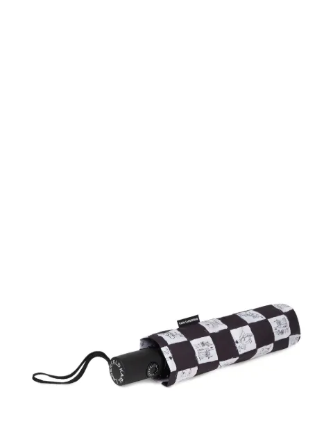 Karl Lagerfeld K/Ballet checkered sketch-print umbrella Black B3W50007A48