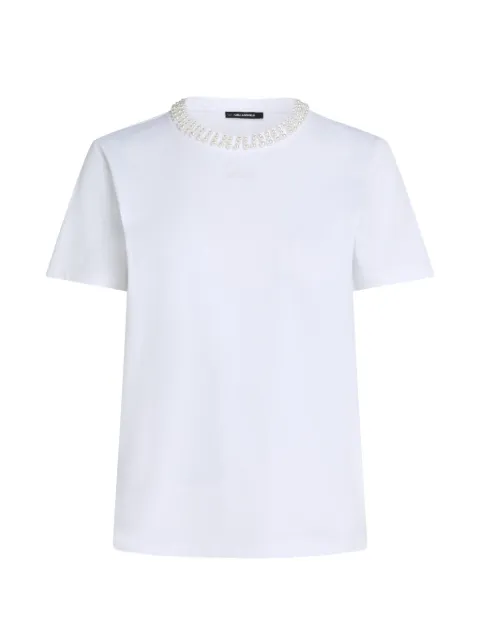 Karl Lagerfeld pearl-embellished T-shirt White B3W17057100