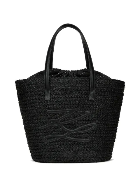 Karl Lagerfeld Autograph raffia beach bag Black B3W46041999