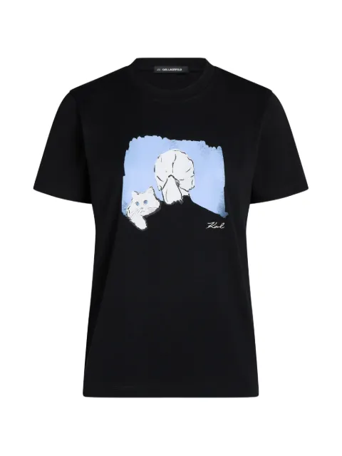Karl Lagerfeld portrait-print T-shirt Black B3W17069999