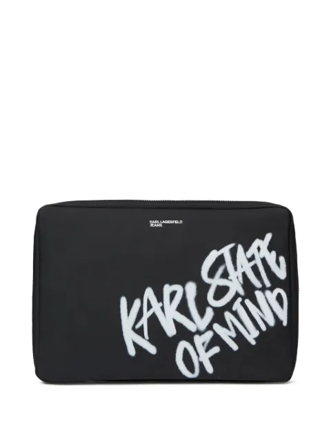 Karl Lagerfeld Jeans graffiti-print logo-plaque laptop case Black B3M32082999
