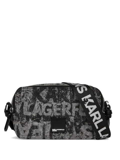 Karl Lagerfeld Jeans logo-print denim camera bag Grey B3W30177A69