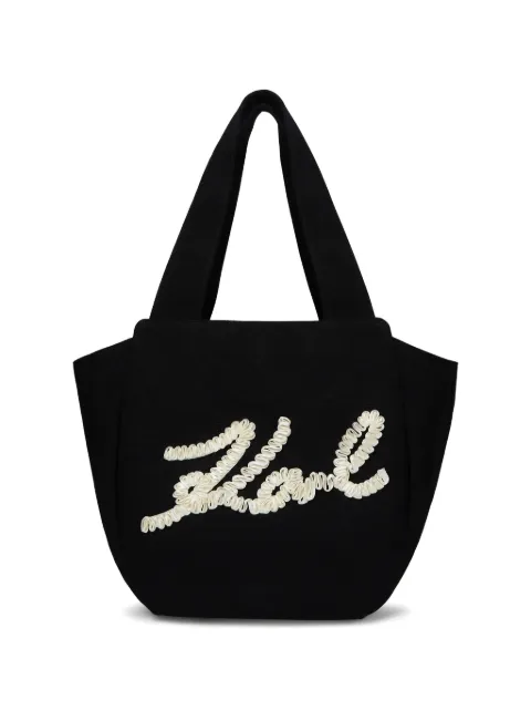 Karl Lagerfeld Signature ruffled-logo tote bag Black B3W50008999
