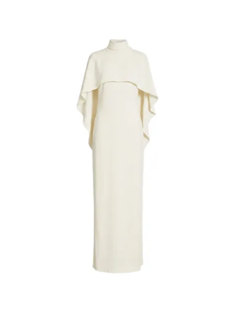 Alberta Ferretti cape-overlay high-neck maxi dress White AEF262U04086627