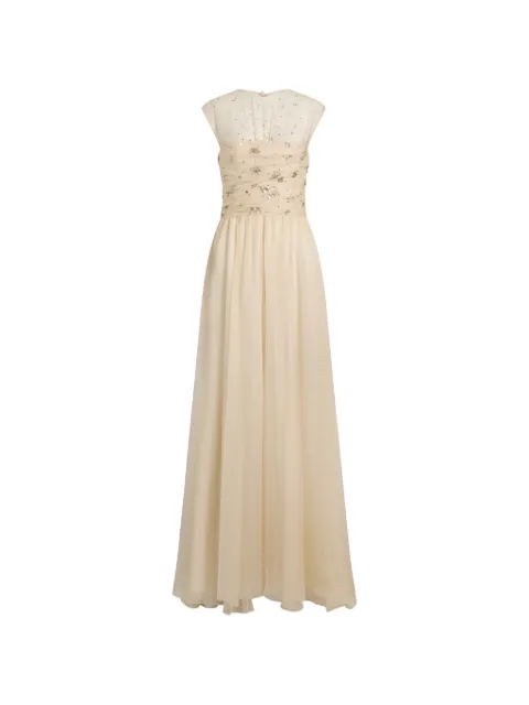 Alberta Ferretti embellished gathered dress Neutrals AEF262U04296615
