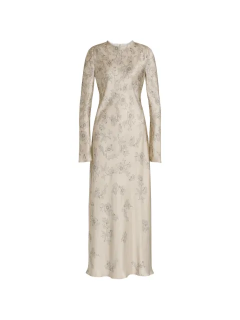 Alberta Ferretti floral-print long-sleeve dress Neutrals AEF262U04546648