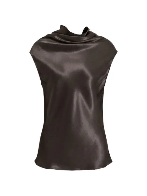 Alberta Ferretti satin-finish cowl-neck top Brown AEF262U08086627