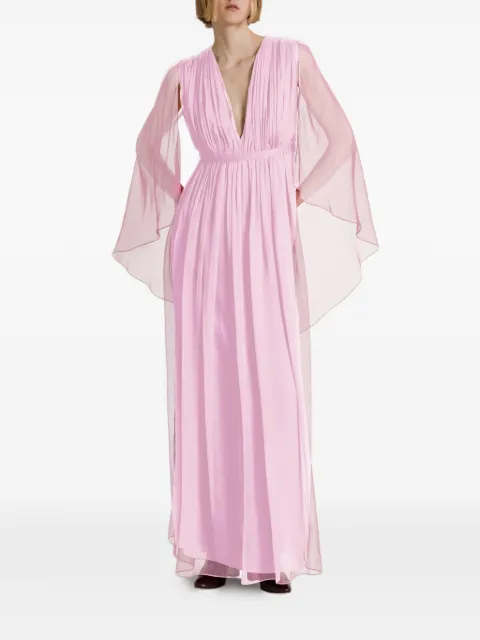 Alberta Ferretti pleated cape-sleeve maxi dress Pink AEF262U04426615