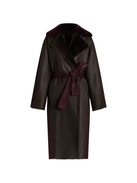 Alberta Ferretti belted leather coat Brown AEF262U39026691