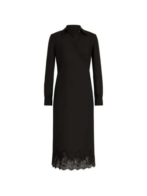 Alberta Ferretti lace-trim wrap midi dress Black AEF262U04456635