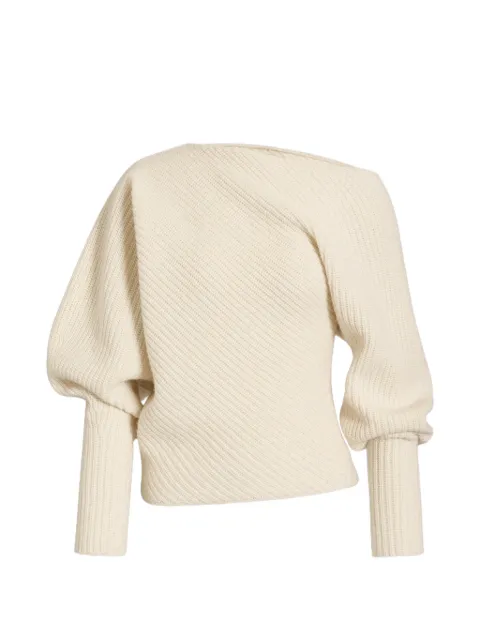 Alberta Ferretti floral-appliqué puff-sleeve sweater White AEF262U09036603