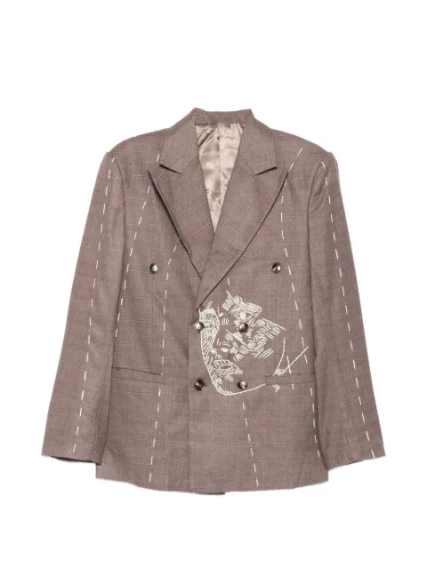 KidSuper embroidered double-breasted blazer Brown SS26SUT05