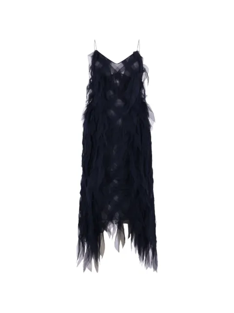 PAULINE DUJANCOURT mesh-layered spaghetti-strap dress Blue D154HBNB