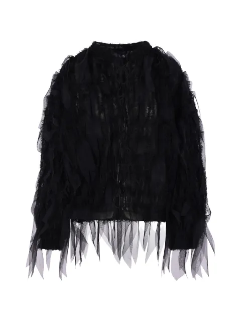 PAULINE DUJANCOURT tulle-panelled frayed jacket Black H105HBBK