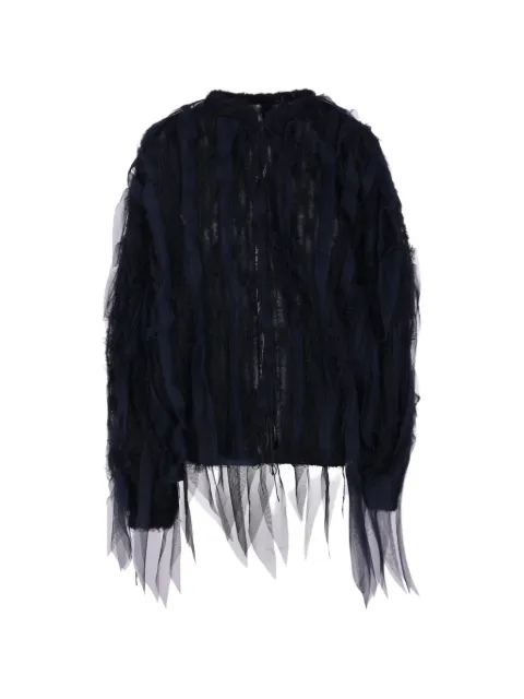 PAULINE DUJANCOURT tulle-panelled frayed jacket Blue H105HBNB