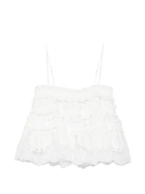 ZIMMERMANN Alchemy ruffled-lace top Neutrals 8701TS262