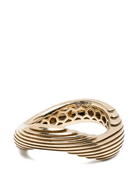 Rainbow K textured ring Gold R098