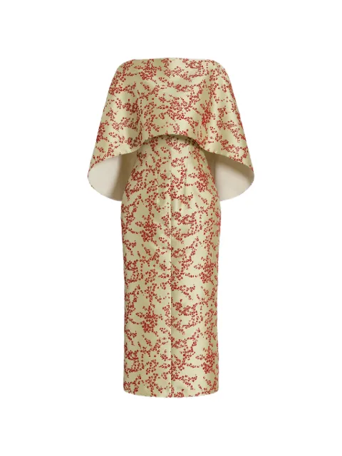 Alberta Ferretti floral-print cape midi dress Green AEF262U04396647
