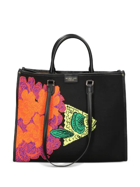 MY BEST BAG Atena Ethology floral fish tote bag Black 2009