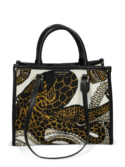 MY BEST BAG small Atena Sea Cratures printed tote bag White 2017