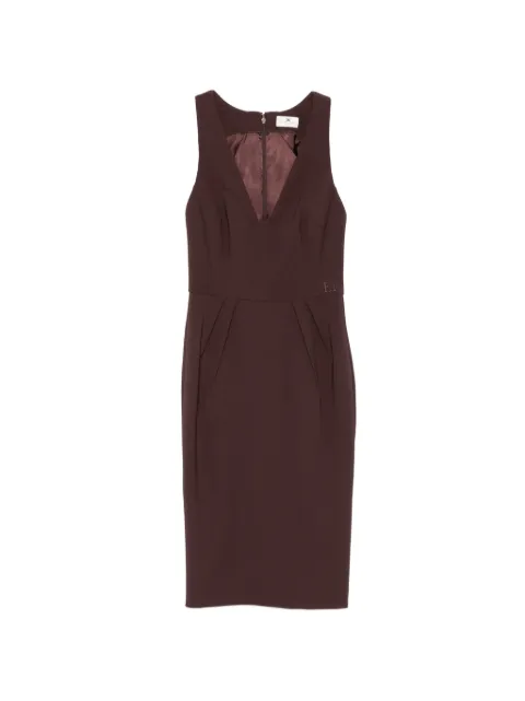 Elisabetta Franchi V-neck midi dress Brown AB94162E2