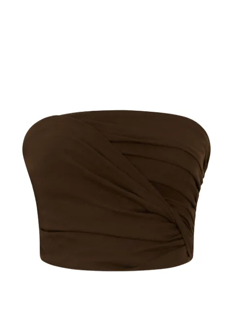 GANNI twisted bandeau top Brown A1040277