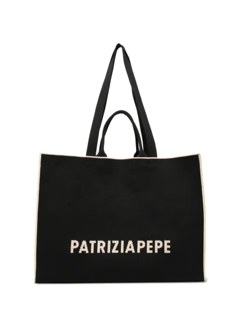 Patrizia Pepe logo-knit tote bag Black 2B0175K264