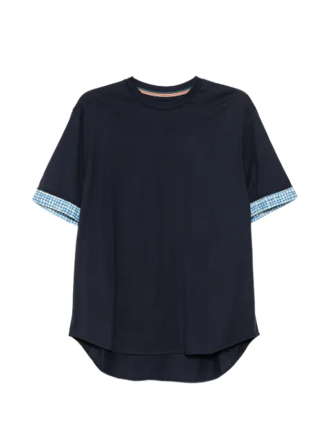 Paul Smith checked-cuff T-shirt Blue M1R934ZV00084