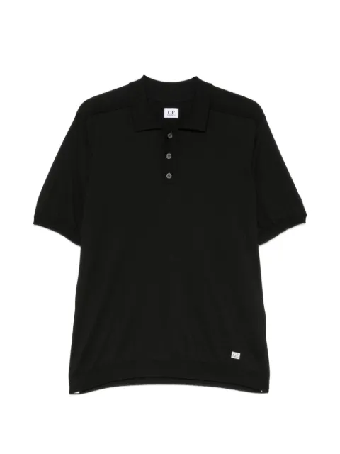 C.P. Company Boston logo-patch knitted polo shirt Black 20CMKN099A110560A