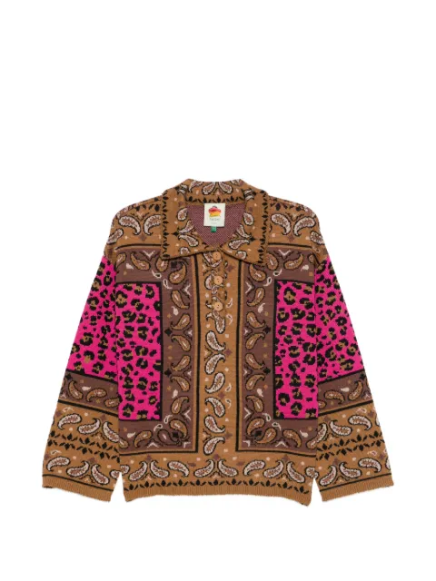 FARM Rio paisley leopard-print polo top Brown 352072
