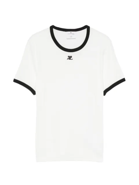 Courrèges logo-patch ringer T-shirt White VESJTS017JS00700098
