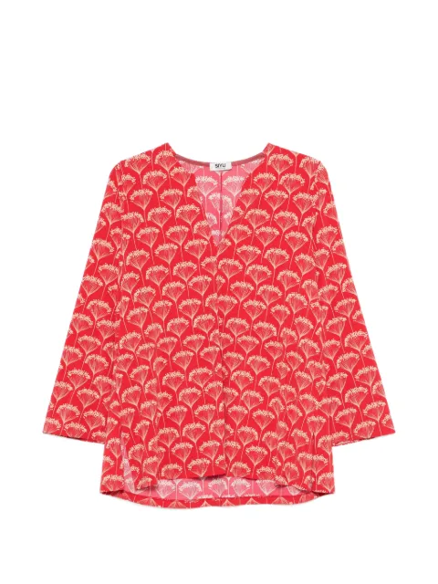 Siyu floral-print V-neck blouse Red BYRDSENSE1363T