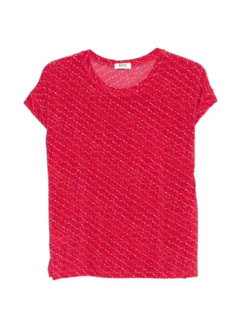 Siyu geometric-print T-shirt Red LOBOCR1030