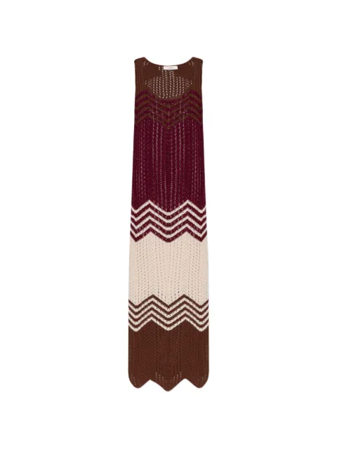 Akep chevron-detail crochet-knit midi dress Brown VSKD13083