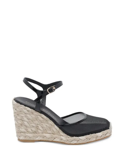 Stuart Weitzman mesh buckle heeled espadrilles Black SN776BAREITALLESPADRILLEMHGBLK