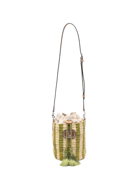 Valentino Garavani small bucket bag in striped raffia Neutrals WB0T03IXU