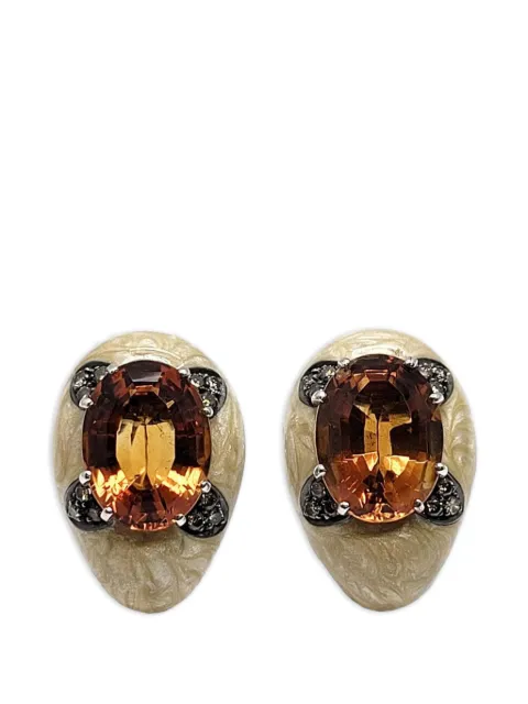 Andreoli diamond citrine oval earrings Silver E2127