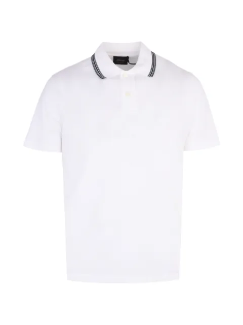 Brioni striped-trim piqué polo shirt White UJTA0LPA627
