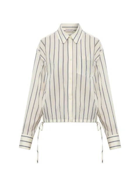 Moncler drawstring-details striped cotton shirt Neutrals L10932F00016599F6