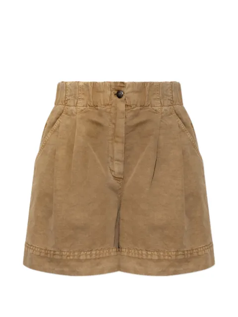 Moncler Grenoble pleated logo-patch shorts Neutrals L10982B00001M9748