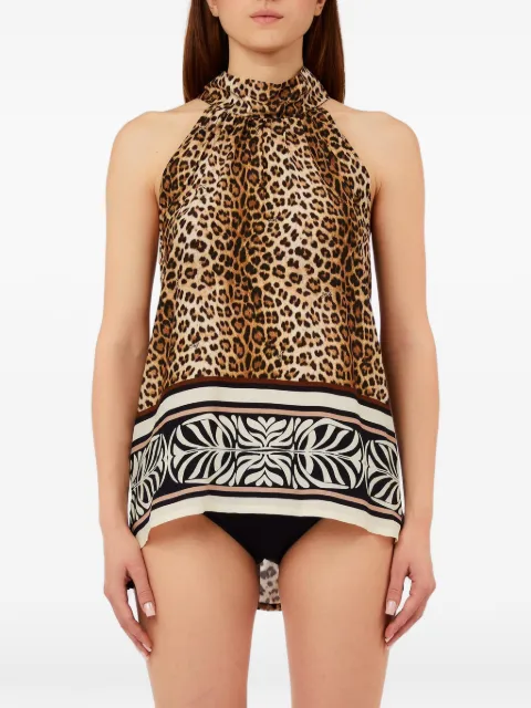LIU JO tie neck animal top Neutrals VA6051TS123