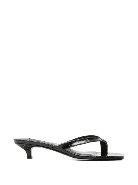 TOTEME croco-embossed heeled flip flops Black 253WAS1010LE0076