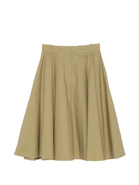Nude pleated flared midi skirt Green 1103E26391